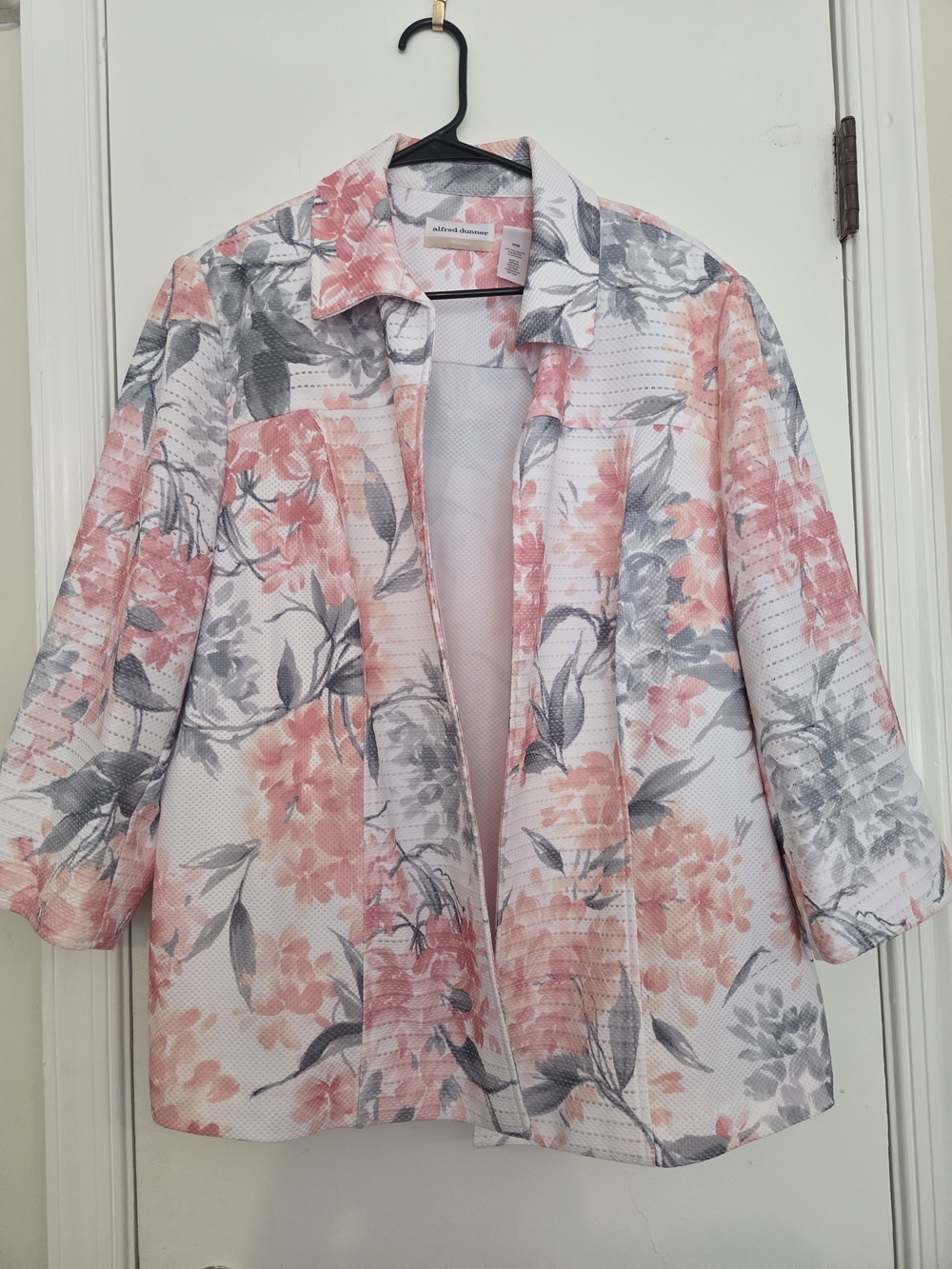 Alfred Dunner Woman Floral Lightweight Jacket Blazer Coral Grey 20W